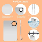 2 Sets Foundation Palette Makeup Mixing Palette Stainless Steel Cosmetic Mixing Palette with Spatula Makeup Artist Tool for Mixing Foundation Eye Shadow Eyelash Nail Art (4.52 x 2.99 inch)