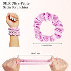 Ultra-Petite Satin Scrunchies for Women – 8PCS Pink Small Hair Ties – Softer Than Silk, No Crease, Frizz-Free, Gentle Elastic Bands for Day & Night, Perfect Gifts