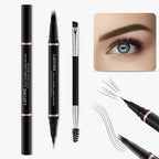Eyebrow Pencil Makeup Kit, with Waterproof 2-IN-1 Microblading Eyebrow Pen, Eyebrow Pomade, Eyeliner and Dual-ended Eyebrow Brush, Brow Pencil Kit for Natural Eyebrows - Ash Brown
