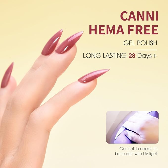 CANNI 6 Colors 9 ML Hema-Free Jelly Brown Gel Nail Polish Set, Dark Chocolate, Light Brown, Glossy, Non-Toxic, LED Nail Gel Manicure Kit DIY at Home Salon Gifts