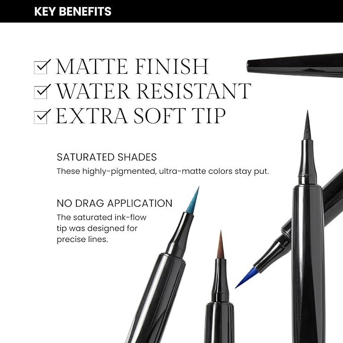 OFIR Eye Edge Liquid Eyeliner Pen | Waterproof Ultra Matte Formula, Soft Tip for Precise Application | Smudge Proof Eyeliner with Easy Flow Design | 0.04 Fl Oz (Sapphire - Navy)