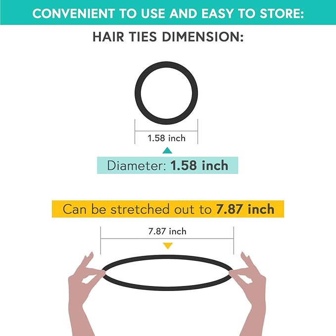 MARY LAVENDER 100pcs Thick Seamless Hair Ties for All Hair Types Black Color Hair Elastics Ponytail Holders Hair Scrunchies No Damage for Women Girls 100pcs