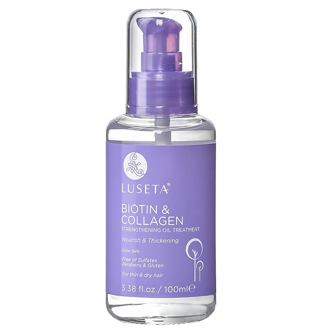 L LUSETA Biotin Hair Growth Serum with Collagen, Hair Oil for Thin and Damage Hair Growth Oil, Biotin growth serum for Frizzy & Damaged hair, Thickening and Healthier Scalp for Men & Women 3.38 Fl Oz