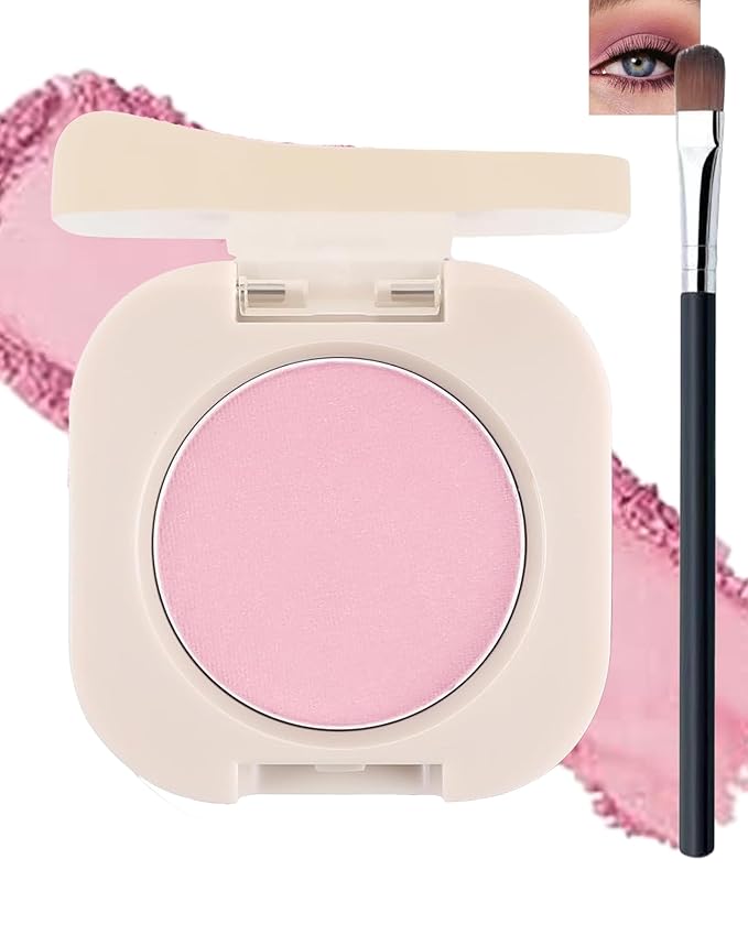 Single Matte Eyeshadow,Nude Pink Eye Shadow Palette Primer Base Blusher Makeup,High Pigment Waterproof Pressed Eye Shadows Powder with Smooth Lightweight Blendable Formula for Daily Eye Look-02