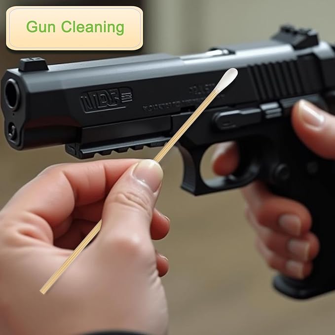 200 PCS Long Wooden Cotton Swabs, Cleaning Cotton Sticks with Wood Handle for Oil Makeup Gun Applicators, Eye Ears Eyeshadow Brush and Remover Tool, Cutips Buds for Baby and Home Accessories