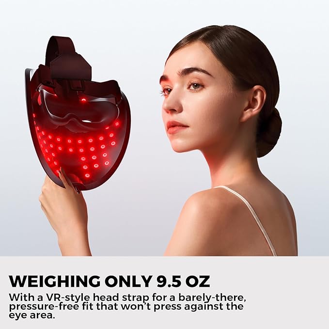 QuasarMD 3D LED Face Mask with Gold-Wire LEDs, Red & Infrared Light for Wrinkles, Blue Light Mode for Blemish Care, Advanced Light Therapy for Skin Rejuvenation & Radiant Look