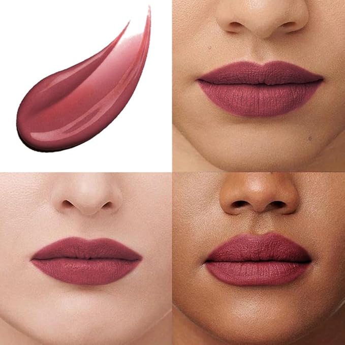 evpct 1Pcs Wine Red Matte Liquid Lipstick Lip Stain Sets for Women, Peony Flower Mauve Red Matte+Lipstick Long Lasting Permanent 24 hr Hours Magic Lipstick 24 Hours original Waterproof, 05#