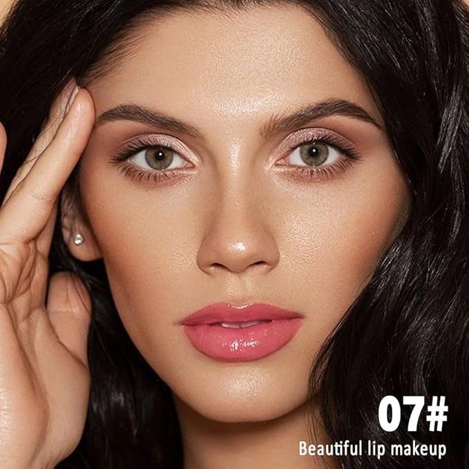 evpct Light Pink Shiny Longwear No-Budge Liquid Lip Color Lipstick Makeup, Highly Pigmented Color Instant Shine, Waterproof Long Lasting Lipstick for Women, Lip Stain Gloss with Lip Liner Brush, 07#