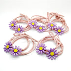 5pairs/Lot Sweet Hair Band Girl Hair Ties Hair Accessoires Small Sun Flower Design Rubber Band Perfect for Hair Style (L.Purple Tie)