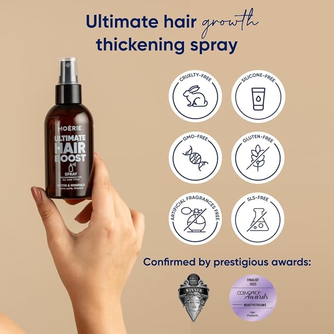 Moerie Ultimate Hair Boost Spray Designed to Strengthen Hair & Restore Scalp Health - 100% Natural Hair Serum for Hair Boost with over 100 Minerals, Vitamins & Amino acids - Fresh Scent - Triple Set