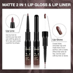 Kaely 2-in-1 Matte Lipstick and Lip Liner, Liquid Lip Stain Makeup for women Long Lasting Waterproof Smudge Proof, labiales matte mate larga duracion listip 24 hours originales, 06 Chocolate