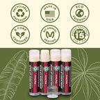 Earth's Daughter SPF Lip Balm Cherry Flavor 4-Pack Stocking Stuffers - Lip Sunscreen, SPF 15, Organic Ingredients, Beeswax, Coconut Oil, Vitamin E - Hypoallergenic, Paraben Free, Gluten Free