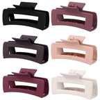 4 Inch Big Hair Claw Clips 6 Pcs Large Claw for Thick Hair Square Hair Clips for Women Rectangle Hair Clips Nonslip Acrylic Banana Jaw Clips Hair Accessories for Girls (Brown Scarlet)