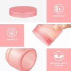 2oz Glass Jars 24 Pack, Hoa Kinh Mini Round Pink Frosted Glass Jars with Inner Liners and Pink Lids, Perfect for Storing Lotions, Powders and Ointments