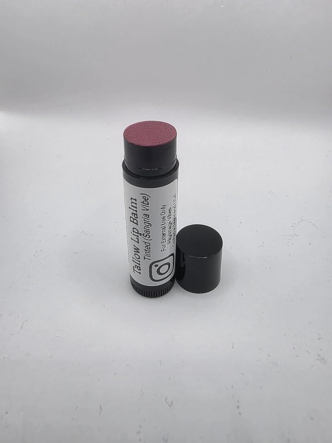 Tallow Lip Balm (3 Pack) (Tinted Sangria Vibe) Handmade Grass Fed Beef Tallow Lip Balm with Nourishing Oils