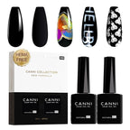 CANNI 2Pcs Hema-Free Black Gel Nail Polish Set- 2Pcs Black Colors Gel Polish Kit, Soak Off LED Nail Gel Manicure Kit DIY at Home Salon Gifts for Women Girls