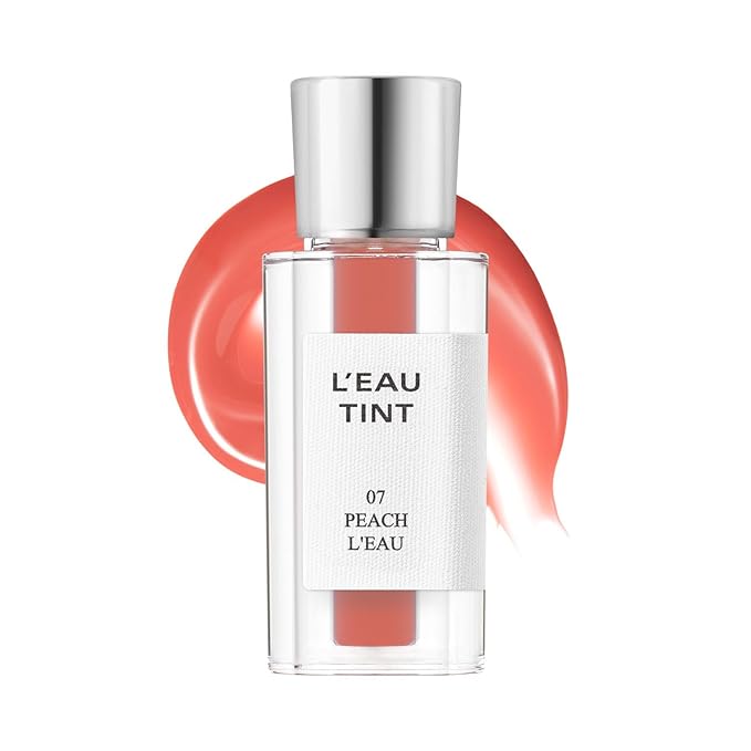 BBIA L’EAU Tint – Glossy & Glow Lip Stain Watery Lip Tint Non-Sticky High Shine Finish Long-lasting Moisturizing Lightweight Natural Daily Use Vegan Korean Makeup (07 PEACH L'EAU - MINI)