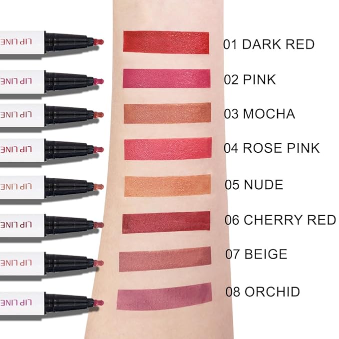 Kaely 2Pcs Mocha Nude Longwear Liquid Lip Liner Waterproof, 24 Hour Long Lasting Lip Liner Stain Marker Pen, 2-in-1 Matte Semi Permanent Lipliner & Lipstick, Vegan & Cruelty-Free, 03+05