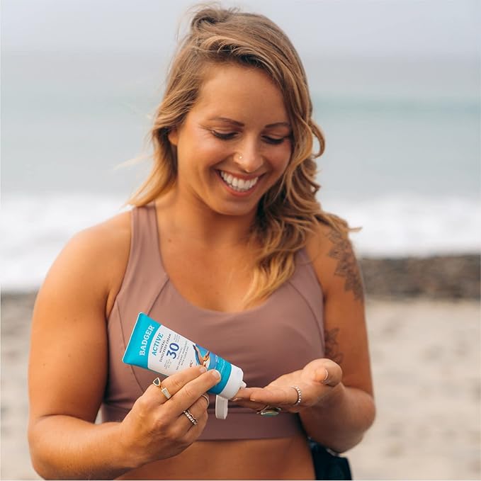 Badger Mineral Sunscreen Combo, SPF 30 Cream & SPF 35 Face Stick, Organic Ingredient with Mineral Zinc Oxide, Unscented Reef Safe Sunscreen Set, Broad Spectrum, Water Resistant, 2-Count