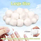 200pcs Natural Cotton Balls - Large Size Organic Cotton Ball for Nail Polish Remover Absorbent Soft Acetone Free Gel Nail Removal Bulk Cotton Rounds Face Cleansing Makeup Remover Nail Supplies
