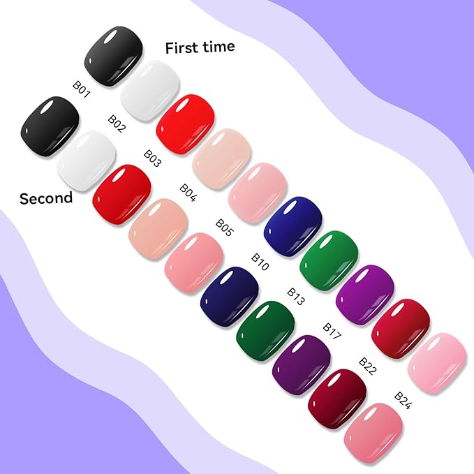 JODSONE 12 PCS 16.5 ml Gel Nail Polish Same Color Same Bottle with Base Coat and Top Coat, 10 Colors for At-Home Salon Nail Art, Holiday Gifts