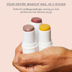 Boomstick Trio ® Rose Nude 3 Pack Cream Blush Makeup - Rose Nude Blush Stick, Highlighter Stick & Moisturizer for Cheeks, Eyes & Lips - Boom Sticks by Cindy Joseph for Older Women