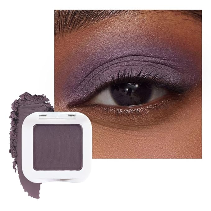 evpct Dark Brandied Plum Matte Single Eye Shadow Palette Makeup for Older Women, Deep Mauve Plum Purple Natural Cream Eyeshadow Palette for Green Eyes, High Pigment Mini Monochrome Eyeshadow