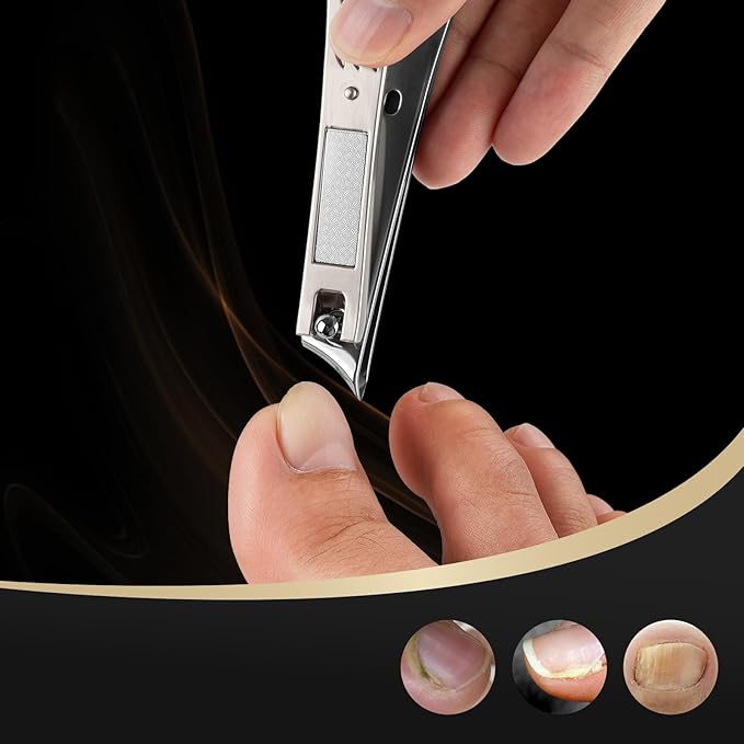 2 Pack Ingrown Nail Clippers - Sharp Slanted Angled Nail Trimmers for Adult, Stainless Steel Fingernail & Toenail Clippers for Thick Nails（Silver）