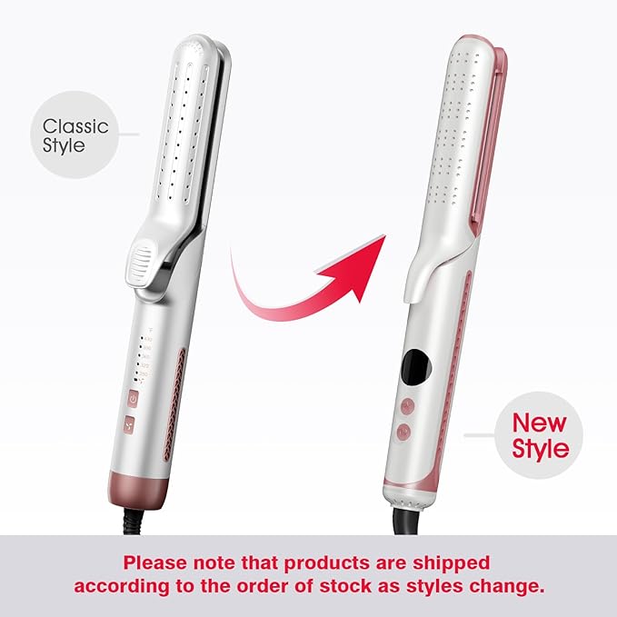 Airflow 2-in-1 Hair Straightener & Curler, Titanium Flat Iron with 360° Cooling Vents for Style Locking | Dual Voltage for Travel, 5 Heat Settings, Auto Off & 15s Fast Heat-Up