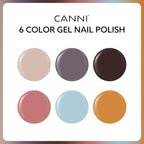 CANNI 6 Colors 9 ML Hema-Free Brown Gel Nail Polish Set, Dark Chocolate Brown Gel Polish Kit Fall Light Colors, Soak Off LED Nail Gel Manicure Kit DIY at Home Salon Gifts