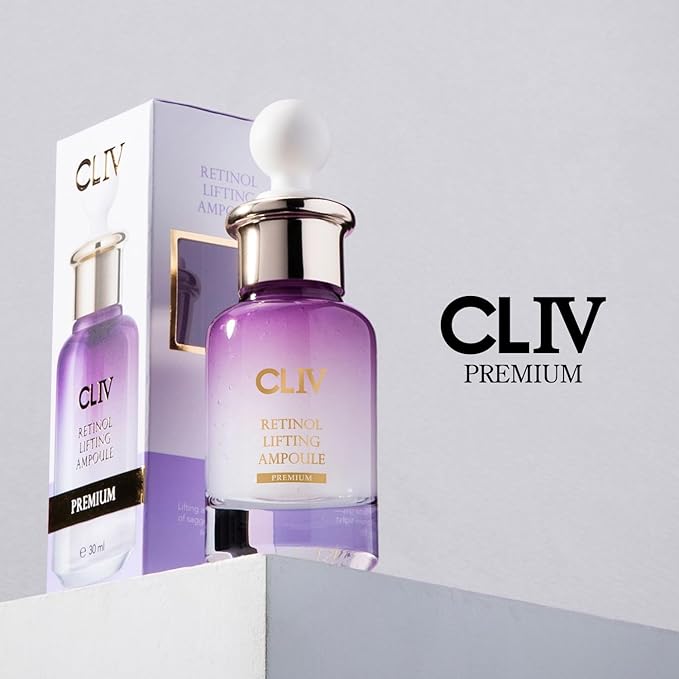 CLIV Retinol Lifting Ampoule, Korean Skincare with 85% Collagen Solution, Retinol, Peptides & Fermented Botanical Complex for Skin Texture and Moisture Support, balloon serum 1.01 fl oz