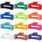 4.1 Inch Jumbo Claw Clips for Thick Hair - 12 Pcs Square Hair Accessories for Women and Girls - Dopamine