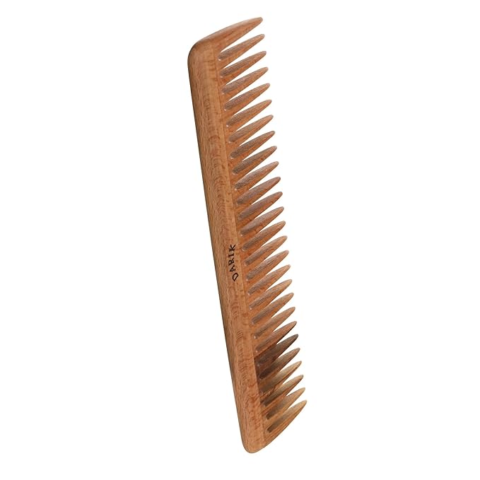 Wide Tooth Wooden Comb Handmade - Natural Vintage Style Wide Tooth Comb for Curls Gentle Styling - Anti-Static Wood Hair Combs For Women Detangling (Sparse Tooth)