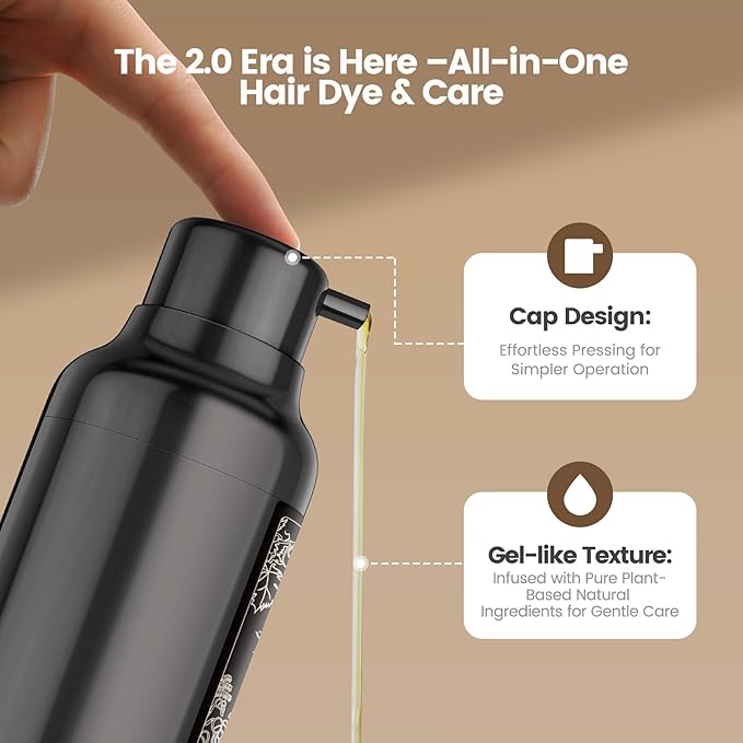 Limer Hair Dye Shampoo, Chestnut Brown 6-in-1 Natural Herbal Hair Color Shampoo, Semi-Permanent Gray Coverage with Pleasant Scent, Ammonia-Free Formula for Women & Men (460ml/15.55fl oz)