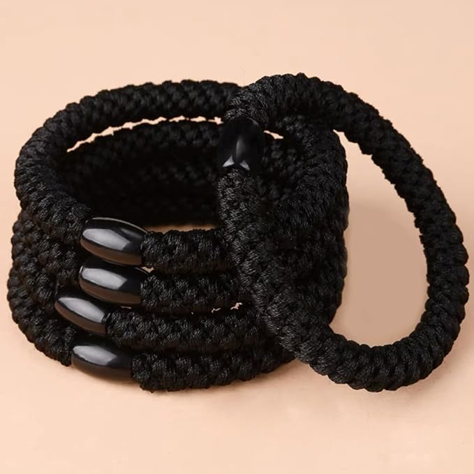 Black Hair Ties for Women, High Elastic Ponytail Holders Braided Hair Ties for Women Girls Thick Hair Damage Free Hair Accessories For All Hair Types-15 PCS