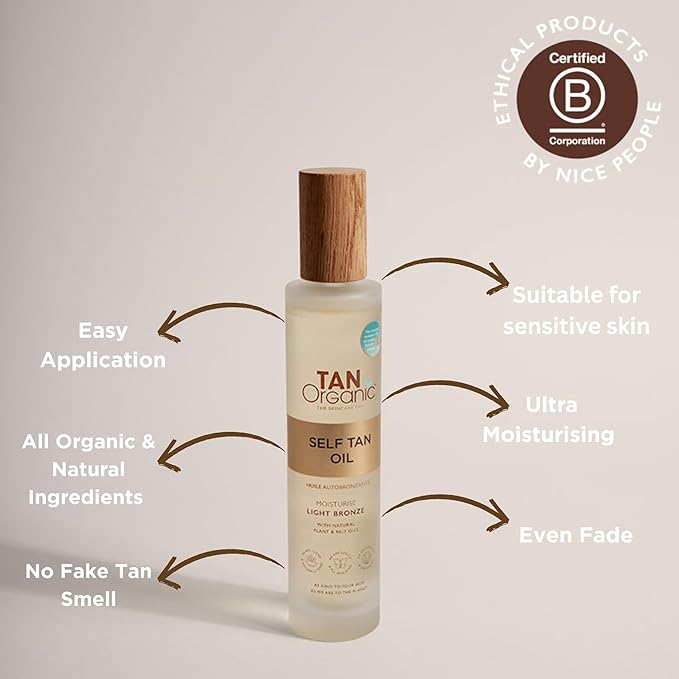 TanOrganic Self Tanning Oil Fake Tan Certified Organic Natural Vegan 100ml