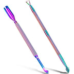 2PCS Metal Cuticle Pusher and Scraper (Chameleon/Rainbow), Colorful Nail Trimmer Cutter Stainless Steel Gel Scraper Tool, Polish Remover Peeler Salon Manicure Cleaner for Fingernail and Toenail