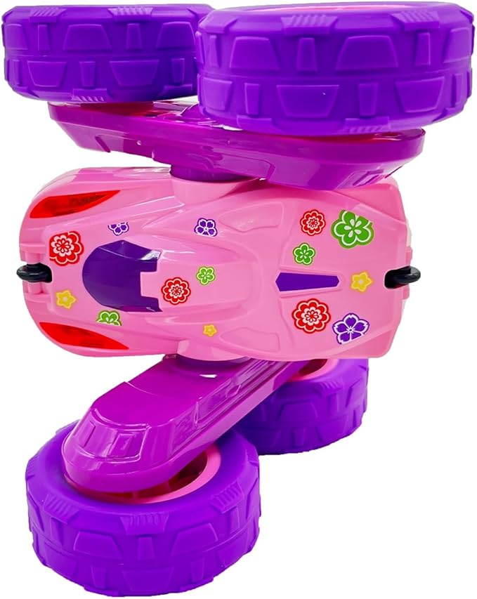 Threeking RC Stunt Cars Remote Control Car Toys with Lights Double-Sided Driving Gifts Presents 6 7 8 9 10 11 12 Year Old Girls Pink