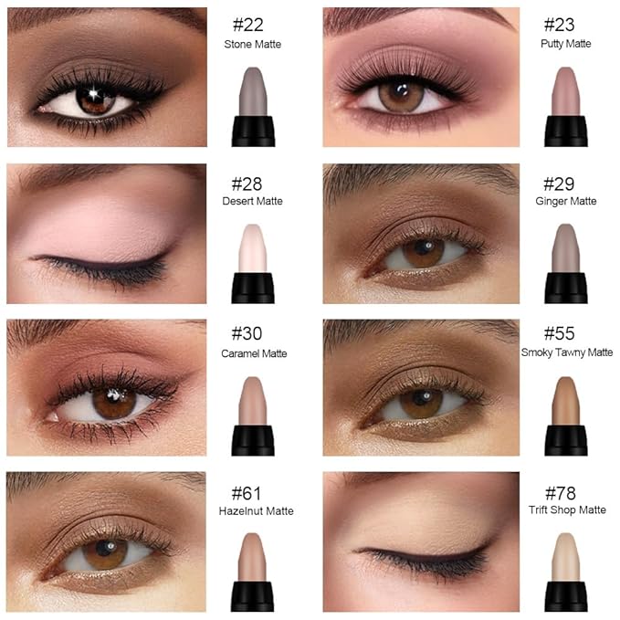 Kaely 8Pcs Cream Eye Shadow Sticks Set, Matte Eyeliner Pencil Eyeshadow Palette Makeup, Eye Highlighter Brightener Stick for Older Women Waterproof Pigmented, sombras para ojos, New-12