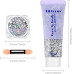 Silver Face and Body Glitter Gel, Party Concerts Cheer Face Paint Holographic Chunky Festival Rave Accessories Glitter Makeup Gel, 6 Kinds of Sparkling Sequins for Hair Nail Eye Lip Body