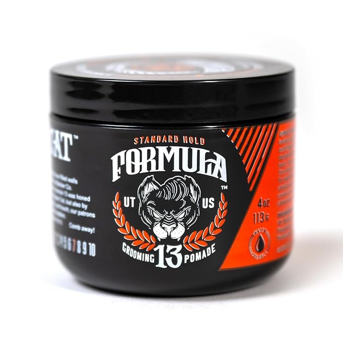 Formula 13 Pomade for Men - Medium Hold Water Based Mens Hair Gel and Hair Wax - Mens Hair Pomade, Hair Gel for Men, and Hair Clay that has a Warm Masculine Fragrance, Great Slick Back Hair Products