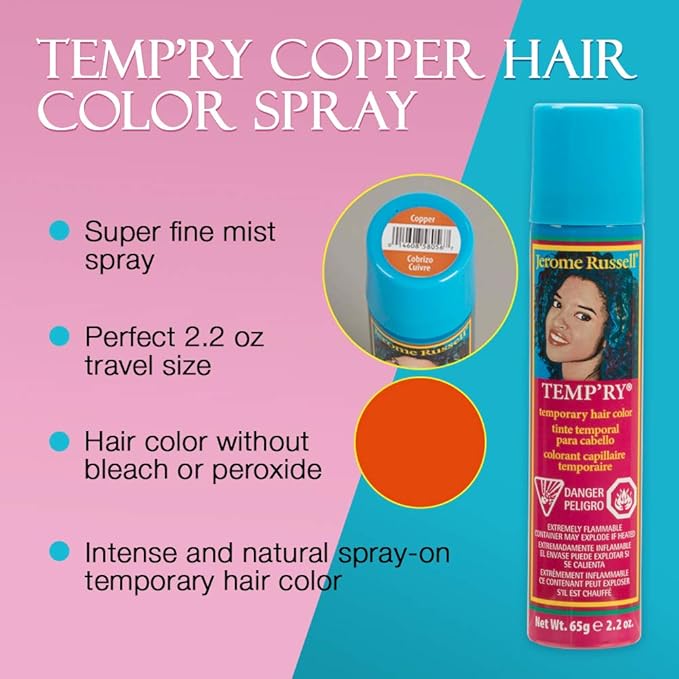 Jerome Russell Temp'ry Spray-on Copper Hair Color, 2.2oz x 3 pack