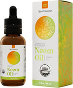 Organic Neem Oil, Cold Pressed for Skin Care, Hair Care, and Pet Care, USDA Certified Organic 100%, Hexane Free, 2 Fl Oz.