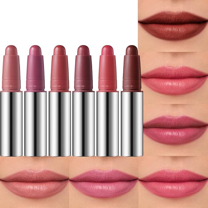 6Pcs Matte Lipstick Crayon Set for Women, Long Lasting Waterproof Velvet Lip Liner Pencil, High Pigment Creamy Lipstick, Longwear Non-Drying Lip Makeup Cruelty-free 24 Hours,01#+02#+03#+04#+05#06#