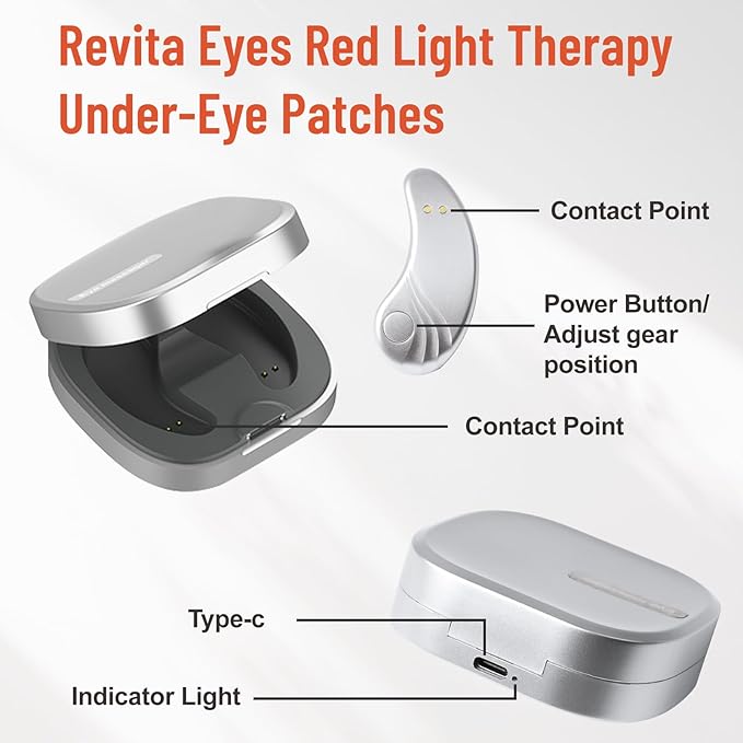 Revita Eyes Red Light Therapy Under-Eye Patches, Portable under-eye massager patches used for eye reducing eye bags and dark circles