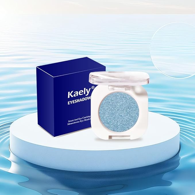 Sky Blue Metallic Single Eyeshadow, Lightweight Blendable Mini Eye Shadow for Older Women, Monochrome Eyeshadow Palette Makeup Pigmented Waterproof, Vegan & Cruelty-Free, 32