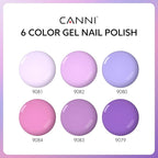 CANNI 6 Colors 9 ML Hema-Free Light Purple Gel Nail Polish Set, Purple Gel Polish Kit, Soak Off LED Nail Gel Manicure Kit DIY at Home Salon Gifts