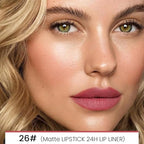 evpct 1Pcs Lip Liner and Lipstick Set Kit for Women, Matte Lips Kit with Lip Liner Lip Stains Long Lasting Waterproof 24 Hour Lipstick and Lip Liners Combo Lipliners Pencil 26#