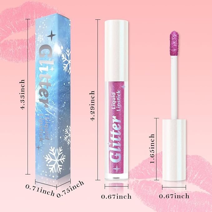 AMY'S DIARY Glitter Liquid Lipstick, Shimmer Metallic Lip Gloss, Long-Lasting Waterproof Lip Color, High Shine Sparkle Makeup,Lip makeup for woman (Lavender Gleam3#)