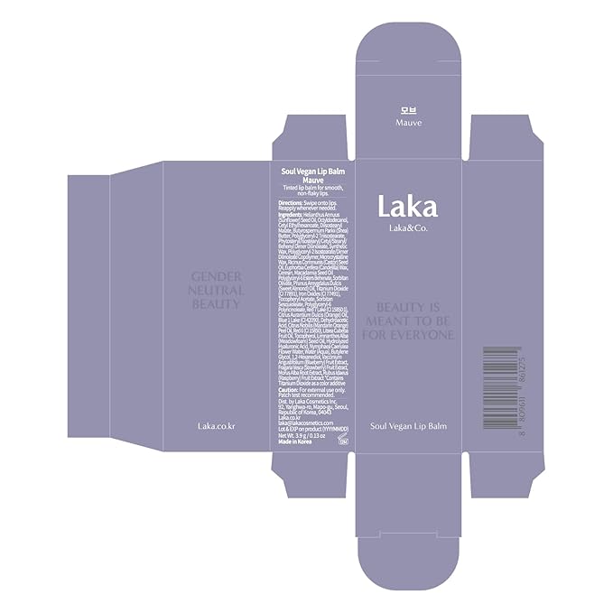 Laka Soul Vegan Lip Balm (4 Shades) Tinted, 3.9g/0.13oz, Deep Nourishing Plant-Based Lip Moisturizer, Vegan Lip Balm for Dry, Cracked and Chapped Lips (#Mauve)